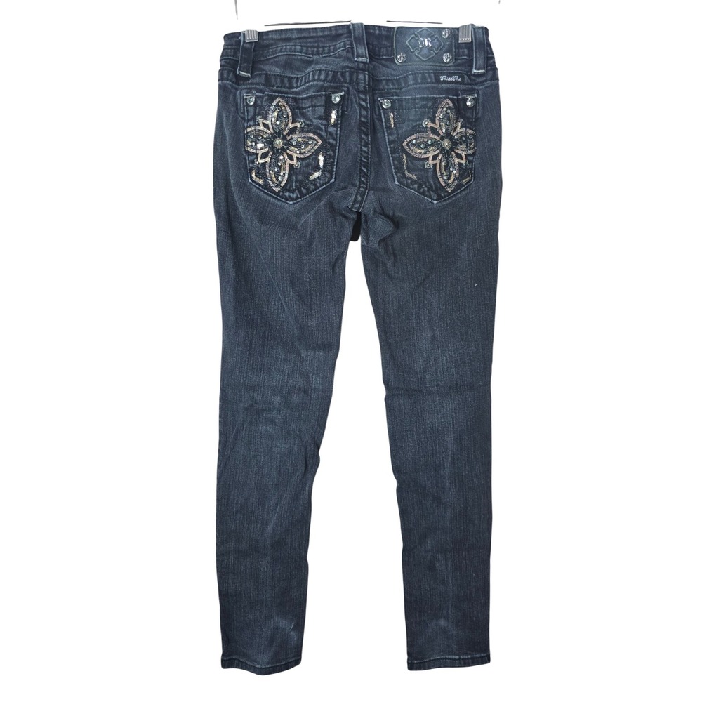 Miss Me Signature Skinny Jeans 27 Indigo Floral Sequin Embellished Low Rise Y2K